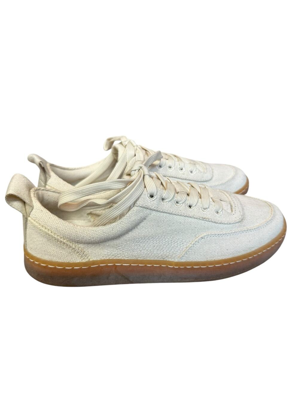 Everlane The Tread-Bare Canvas Sneakers Plain Natural Gum Sole Women 6 Men 4